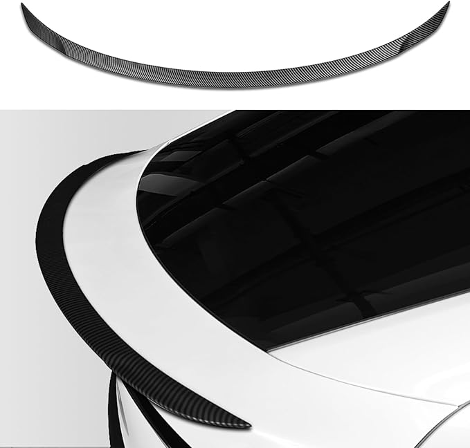 ABS Spoiler for 2025 2026 Tesla Model Y Juniper Rear Spoiler Rear Trunk Spoiler Sport & Performance Type Rear Spoiler Wings Tesla Model Y Juniper Accessories (Matte Carbon Fiber)