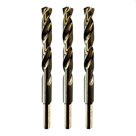 (1/2 Inch, Pack of 3) M35 5% Cobalt Twist Drill Bit Set for Hard Metal, Steel, and Stainless Steel