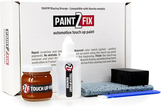 YR659P Blazing Orange | New Racing Blue Touch-Up Paint & Scratch Repair Kit for Honda Models - 1.35 fl oz (35 ml)