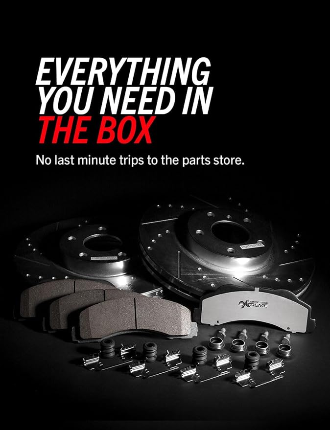 POWERSTOP Front and Rear K8661-36 Carbon-Fiber Ceramic Brake Pad with Drilled and Slotted Rotor Kit Z36 Truck and Tow