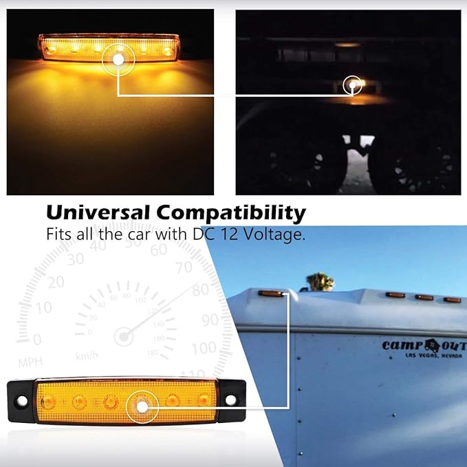 MADCATZ 3.8 Inch Mix Set 10 Amber 10 Red 10 White LED Clearance Lamp 6 Led Side Marker Indicators Lights 2835 SMD for Truck Lorry Trailer Bus Cabin Boat 12V DC Waterproof Pack of 30