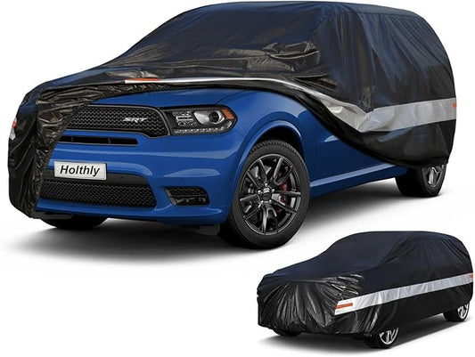 10 Layers SUV Car Cover Custom Fit for Dodge Durango (2004-2024) Waterproof All Weather for Automobiles, Outdoor Full Cover Sun UV Rain Protection with Cotton. Black