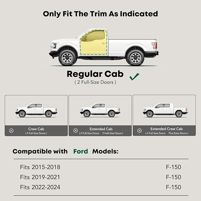 YHTAUTO 3 Inch Running Boards Side Steps Fit Ford F-150 2015-2024, Standard/Regular Cab, Round 90° Bent Ends Stainless Steel Polished Chrome, Truck Cab Side Step Rails Off-Road Exterior Accessories