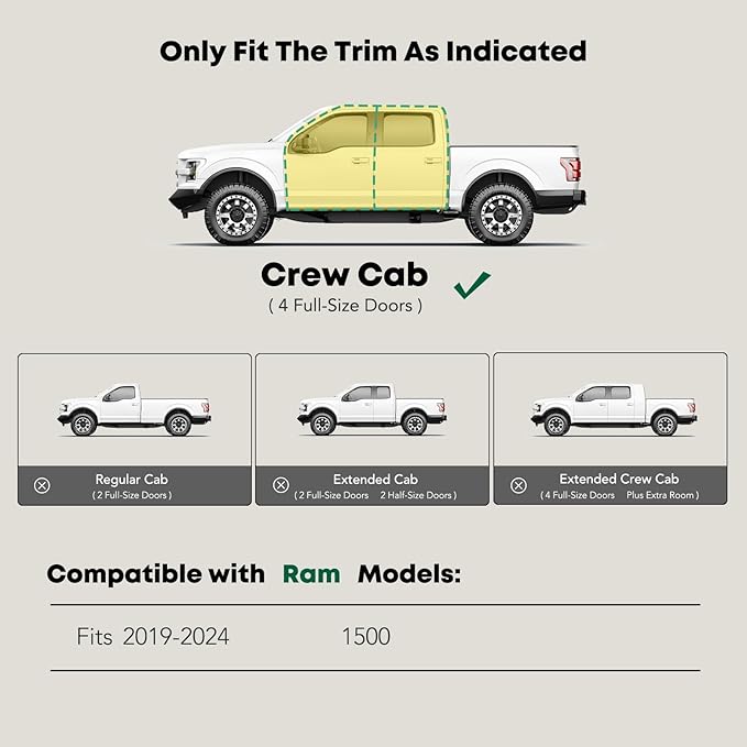 YHTAUTO 5'' Running Boards Side Step Bars Fit 2019-2024 Ram 1500(Excl. Ram 1500 Classic), Crew Cab, 5.5' Short Bed, Oval Bend End Wheel to Wheel S/S 304 Polished, Cab Truck Side Step Rails Accessories