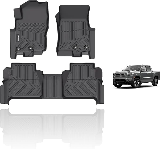 KELCSEECS® Floor Mats Custom for Nissan Frontier Crew Cab 2022-2026(Not for 2nd with Under Seat Speaker),All Weather Protection TPE Heavy Duty Non-Slip Liners Full Set Frontier Accessories,Black