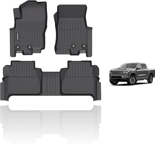 KELCSEECS® Floor Mats Custom for Nissan Frontier Crew Cab 2022-2026(Not for 2nd with Under Seat Speaker),All Weather Protection TPE Heavy Duty Non-Slip Liners Full Set Frontier Accessories,Black