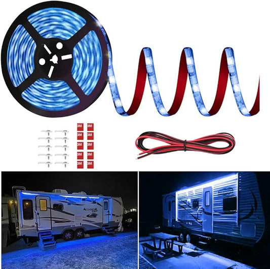 RV Awning Led Lights, 20FT 12V Camper Awning Lights for Camper Motorhome Travel Trailer Concession Stands Food Trucks, Waterproof RV Exterior Awning Light Strip for Party BBQ
