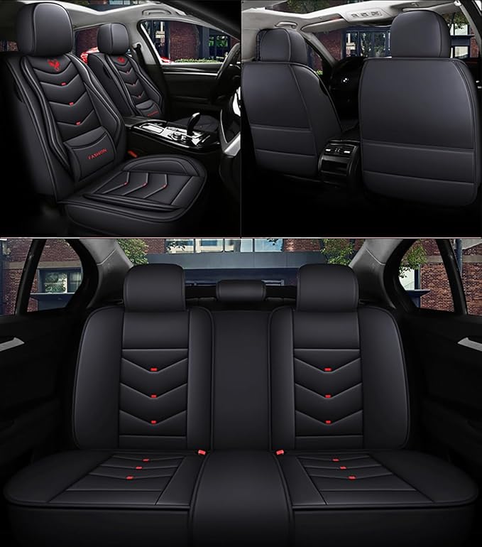 Car Seat Covers for Honda Civic 2003-2026, Full Set Premium Leather Waterproof Breathable Anti-Slip Seat Covers Protection with Airbag Safe Design(Black, Standard)