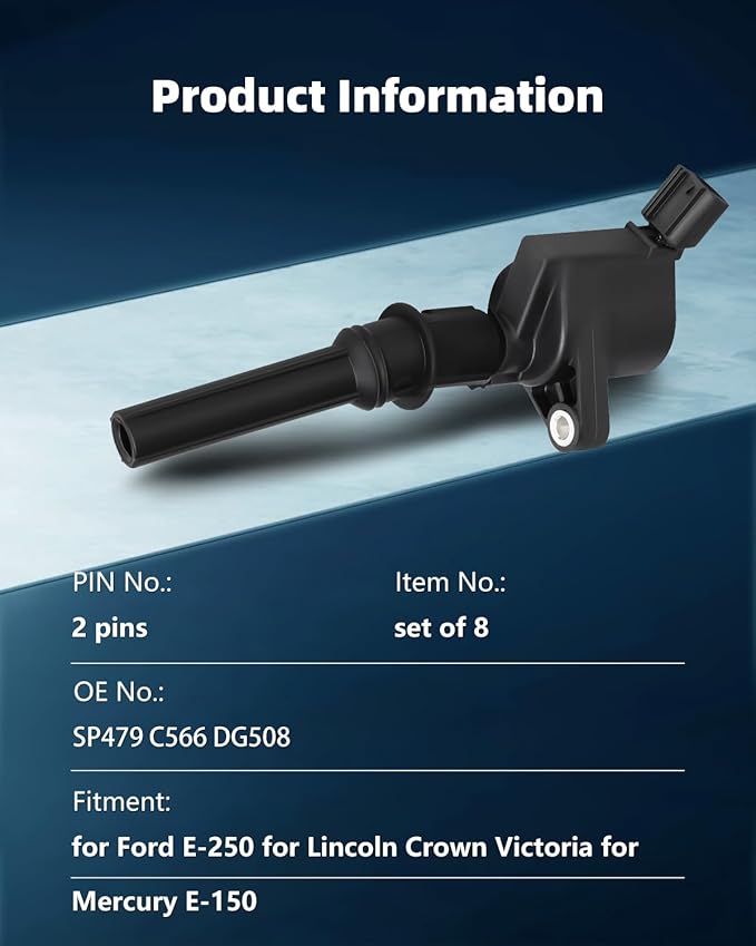 ECCPP Portable Spare Car Ignition Coils Compatible with Ford/Lincoln/Mercury 1997-2017 Replacement for DG508 DG457 for Travel, Transportation and Repair (Pack of 8) (DG508 W/SPARK PLUGS)