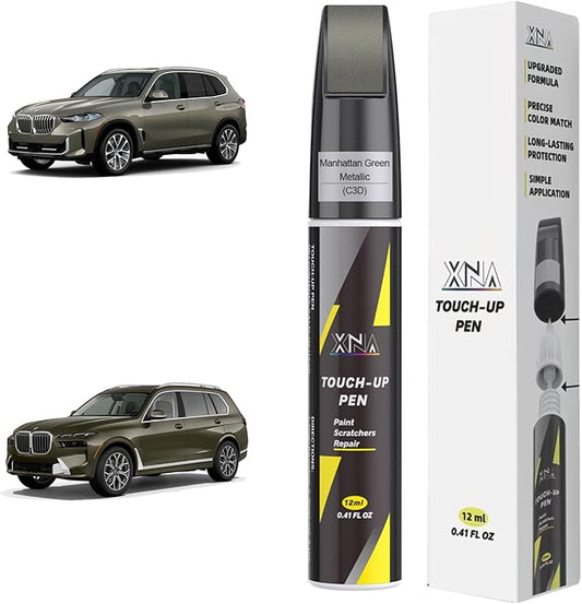 XNA Manhattan Green Metallic(C3D) for BMW Touch Up Paint, Car Scratch Remover for Nicks and Chips Repair, 2-In-1 Quick & Easy Fix Car Scratch Repair Kit with Exact Color-Matched