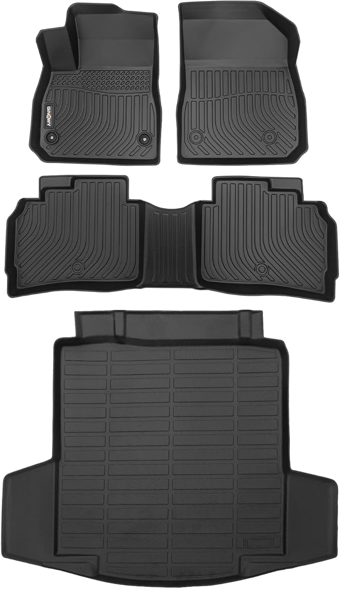 GINOWY-Custom Fit Floor Mats & Cargo Liner Full Set for Chevy Malibu 2016-2025丨TPE All Weather Car Floor Mat for Chevrolet Malibu Floor Liners Trunk Cargo Mat Malibu Accessories