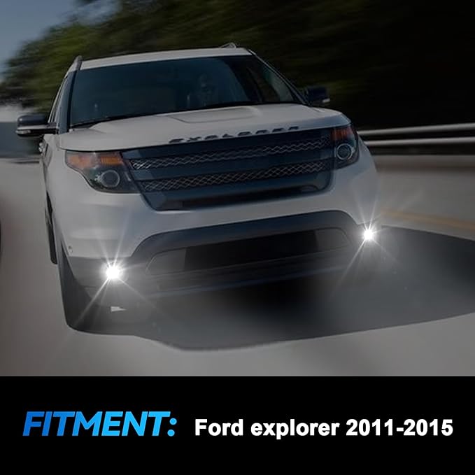 LED Fog Lights Assembly Compatible with 2013 2014 2015 Ford Explorer, Front Driving Fog Lamps Clear Lens Replacement Kit, DOT Certified - 1 Pair