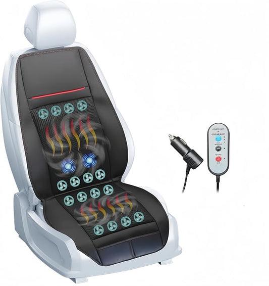 2025 Upgraded Cooling Car Seat Cover with Massage, 12V Cooling Seat Cushion for Summer, 16 Fans 3-in-1 Winter and Ac Ventilated Seat Covers for Truck SUV Car Universal Fit