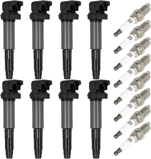 ECCPP UF522 8 ignition coils with 8 iridium Spark Plugs 7092,coils packs,for BMW 545i 645Ci 745i 745Li X5 Morgan Aero 8,UF522 CU1171 IIS063