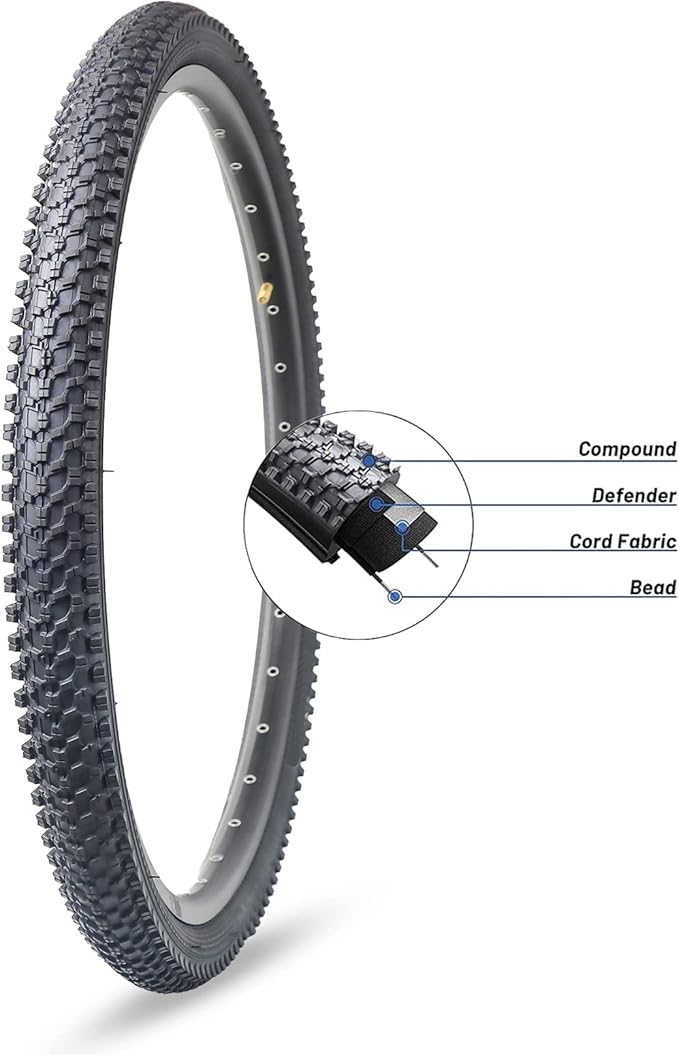 Hycline Bike Tire,20/24/26/27.5 Inch Folding Replacement Tire for MTB Mountain Bicycle-Black/Skinwall