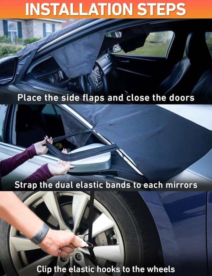 EcoNour Car Snow Cover Compatible for Ford Bronco Sport | Windshield Cover for Ice and Snow with S-Hook Straps | Heavy-Duty 600D Oxford Winter Car Cover, Waterproof & Anti-Slip