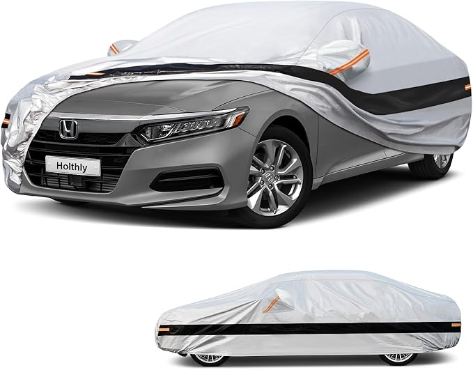 10 Layer Car Cover Waterproof All Weather for Sedan,100% Waterproof Outdoor Car Covers for Automobiles Rain Sun Protection. Custom Fit for Midsized Car Toyota Camry,Honda Accord, etc