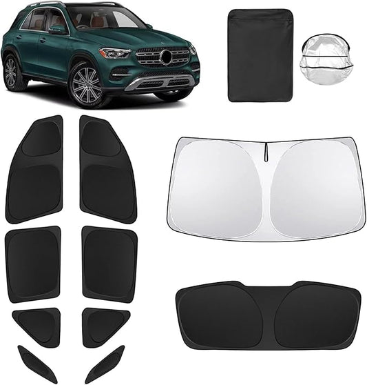 10pcs Car Window Shades for Mercedes Benz GLE 350 450 2020-2024,Windshield Side Rear Full Sunshade,Sun Visor UV Blocking, Privacy Protection and Blackout for Camping Outdoor