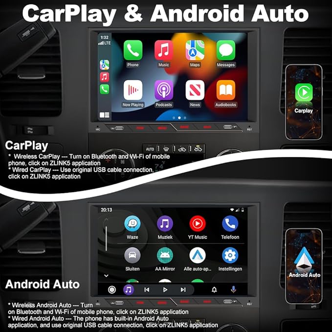 8 inch Car Stereo for Chevrolet Silverado GMC Sierra Yukon Buick (2007-2013), Android 13 Radio with CarPlay Android Auto SWC GPS Navigation DSP Type-C Backup Camera (2+32GB)