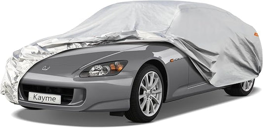 Kayme 6 Layers Car Cover Custom Fit for Honda S2000 (1999-2009) Waterproof All Weather for Automobiles, Outdoor Full Cover Rain Sun UV Protection.Silver