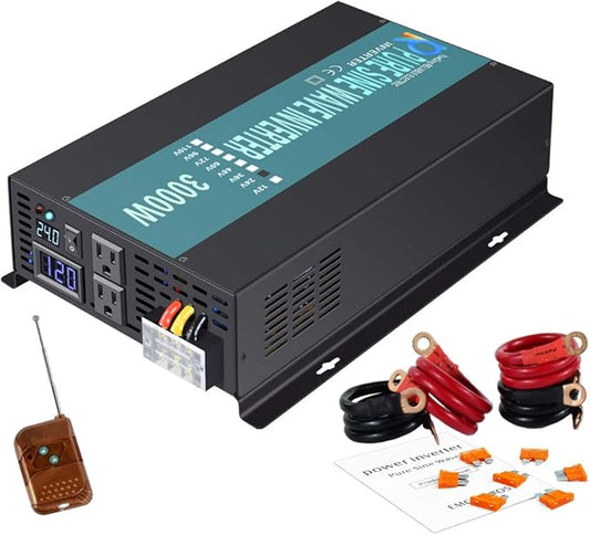 WZRELB 3000W 24V 110~120V Pure Sine Wave Solar Power Inverter with Remote Control Switch