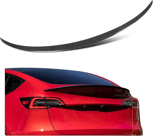 Spoiler Compatible with Model Y 2020-2024 ABS Material Rear Spoiler Wing Rear Trunk Lip Glossy Car-Bon Fiber