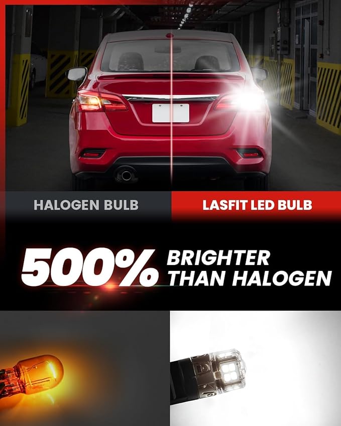 LASFIT L2 3157 LED Bulbs Reverse Light, 2025 Upgraded 500% Super Bright 6000K Xenon White, 3156 3056 3057 3047 4114 4157 4057 LED Lights with Projector for Backup, DRL, Replacement Lamp, 2pcs(White)