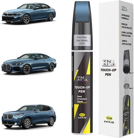 XNA Arctic Race Blue Metallic(C4F) for BMW Touch Up Paint, Car Scratch Remover for Nicks and Chips Repair, 2-In-1 Quick & Easy Fix Car Scratch Repair Kit with Exact Color-Matched