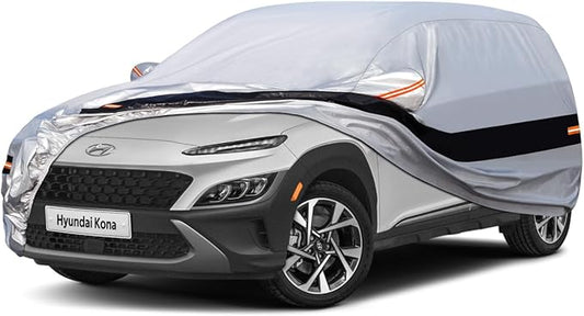 10 Layers Car Cover Waterproof All Weather for Compact SUV,100% Waterproof Outdoor Car Covers Rain Snow UV Dust Protection. Custom Fit forAudi Q2, Hyundai Kona, Kia Soul, Mazda CX-3,etc