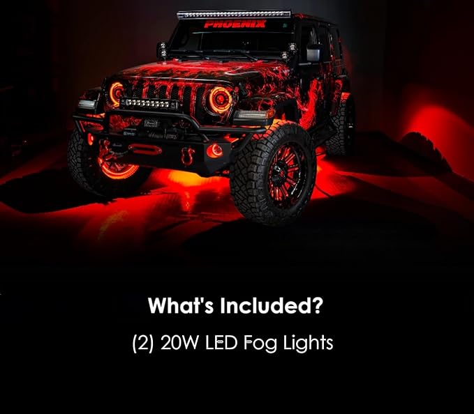 ORACLE Lighting 5846-003 Pair of 20W LED Fog Lights Compatible with 2007 2018 Wrangler JK - Red - Rugged & Durable - High Performance - Epoxy Sealed