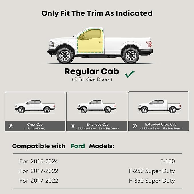 YHTAUTO 4 Inch Running Boards Side Steps Fit Ford F-150 2015-2024 F-250/F-350 Super Duty 2017-2024, Standard/Regular Cab, Oval Bent Ends Stainless Steel Polished Chrome, Truck Cab Side Step Rails