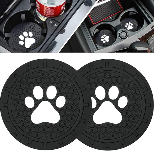 Car Cup Holder Coasters-Car Interior Accessories 2.75 inch Silicone Anti Slip Cute Dog Paw Car Coaster -Universal (Pack of 2)