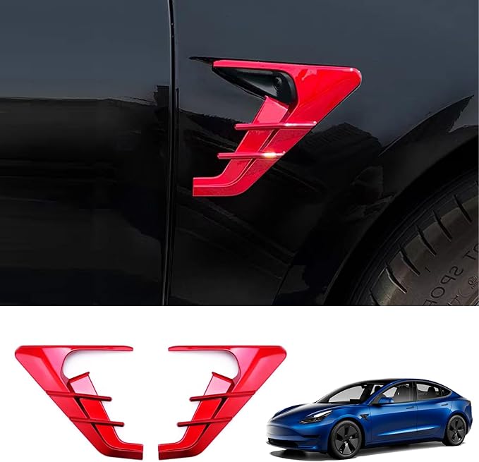 YHCDSEA for 2025 2024 Tesla Model 3 HW4.0 Side Camera Indicator Protection Cover Decoration Accessories fit for Tesla Model 3 with HW4.0 (Red)