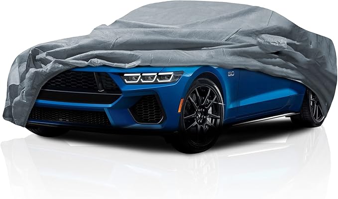 5 Layer Custom Fit Car Cover for 2005-2023 Ford Mustang Durable Dustproof Windproof with Mirror Pockets Pollution, Dust, Sun, Snow, Rain, Winter All Weather Protection, Breathable