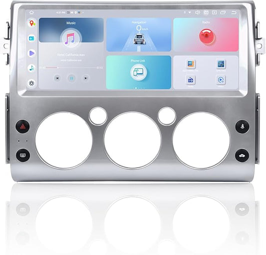 Roadanvi 12.3" Head Unit for Toyota FJ Cruiser 2007-2018,Wireless Apple Carplay Andorid Auto Car Radio Bluetooth 2K QLED Touchscreen 1920x720P Car Stereo GPS Navigation,4GB+64GB,Silver