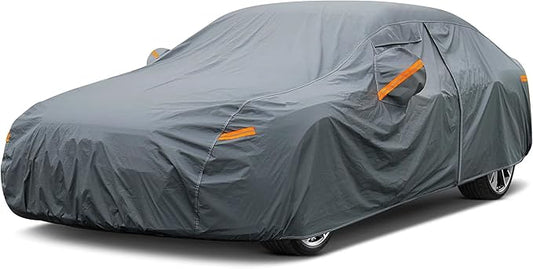 16 Layers Car Cover Waterproof All Weather, Heavy Duty Outdoor Car Cover Universal Fit Sedan Lexus ES350, Tesla Model S, Lincoln MKZ, Toyota Avalon, Jaguar XJ, Ford Taurus, BMW 740i etc.