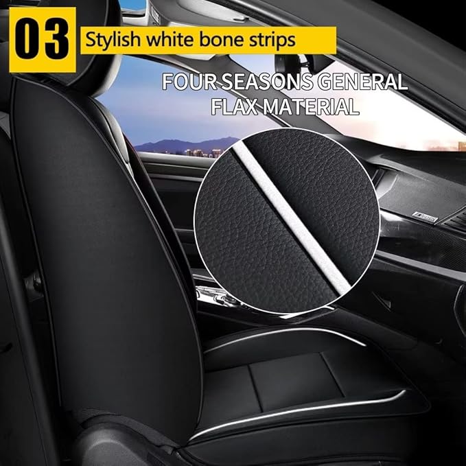 YORKNEIC Car Seat Covers Front Set fit for Jeep Wrangler 2003-2025 2026, Waterproof Leather Breathable Seat Covers Minimalist Luxury Easy Install Full Protection (2 Front Set, Black)