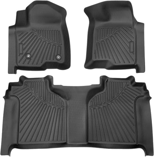 Powerty 3D Floor Mats for 2019-2025 2026 Chevrolet Silverado 1500 & GMC Sierra 1500 - with Rear Underseat Storage Box Accessories