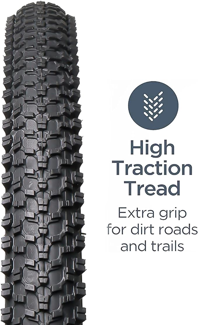 Hycline Bike Tire,20/24/26/27.5 Inch Folding Replacement Tire for MTB Mountain Bicycle-Black/Skinwall