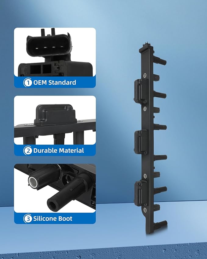 ECCPP 1 ignition coils with 6 iridium Spark Plugs,UF296,coils packs,for Jeep Grand,for Cherokee 2000-2004,for Wrangler 2000-2006 L6 4.0L,UF296 5C1181,C1263