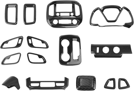 15Pcs Interior Trim Kit Cover Fit for 2014-2022 Chevy Colorado/GMC-Canyon,Dashboard Door Handle Side Outlet Vent Navigation Panel Gear Shift Knob Light Switch Panel(Carbon Fiber)