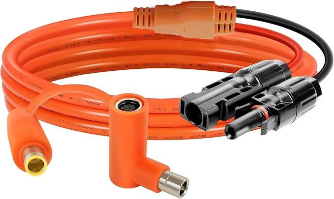 Solar Connector to DC 8mm Adapter Cable 5FT, 12AWG + 14AWG Tinned Copper Wire with DC7909 to DC8020 Adapter, Heavy Duty Charging Cable for Portable Power Station, RV, Outdoor Camping