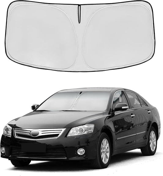 Windshield Sun Shade for Toyota Camry 2007-2011 Double Layer 240T Front Window Shade Custom Fit Camry Sun Visor Foldable Shade Blocks UV Rays Summer Must Have Car Accessories
