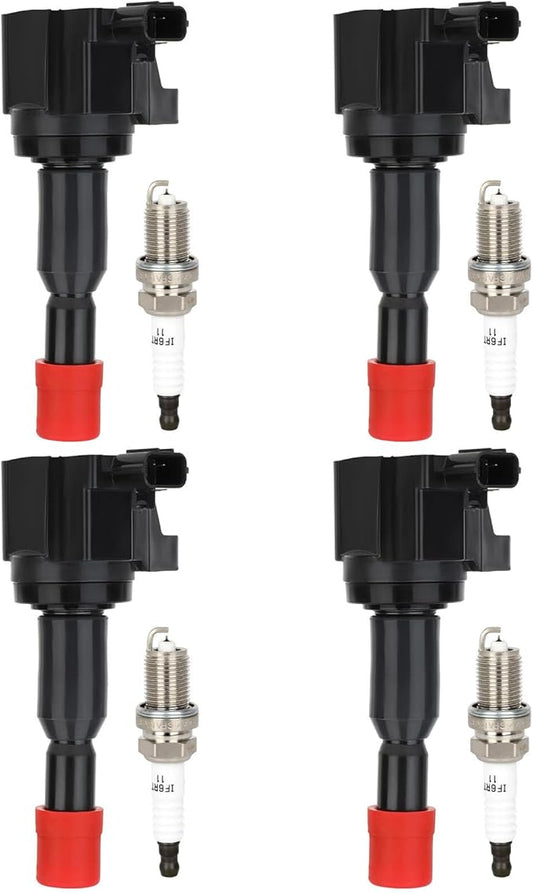 ECCPP UF581 4 ignition coils with 4 iridium Spark Plugs 4272,coils packs,for Honda Fit 1.5L 2007-2008,UF-581,30520-PWC-003,UF581,30520PWC003,NGK94279,94279