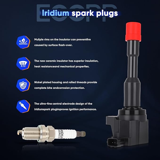 ECCPP Ignition Coil 8 ignition coils for 8 iridium Spark Plugs UF374,for Honda 2003 2004 2005 Civic Hybrid 1.3L UF374