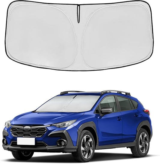 Windshield Sun Shade for Subaru Crosstrek 2018-2025 Double Layer 240T Front Window Shade Custom Fit Crosstrek Sun Visor Foldable Shade Blocks UV Rays Summer Must Have Car Accessories