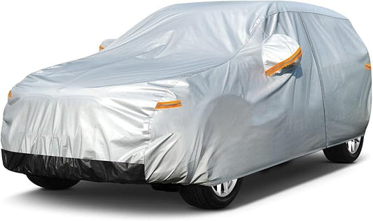 6 Layers SUV Car Cover Waterproof All Weather, 100% Waterproof Outdoor Car Covers Full Exterior Covers for Automobiles Sedan Hatch SUV Rain Sun UV Dust Protection. Size S2 (See Size Chart)