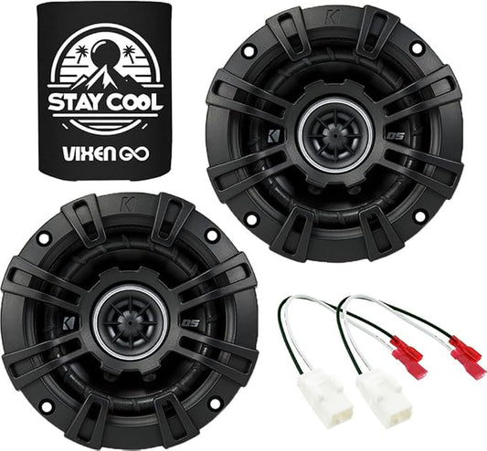 KICKER Speakers 4 inch for Jeep Gladiator 2020-2023 Upgrade Kit - Pair of DS Series with Harness, Coaxial Car Audio Front Dash Speaker DSC404, 43DSC404