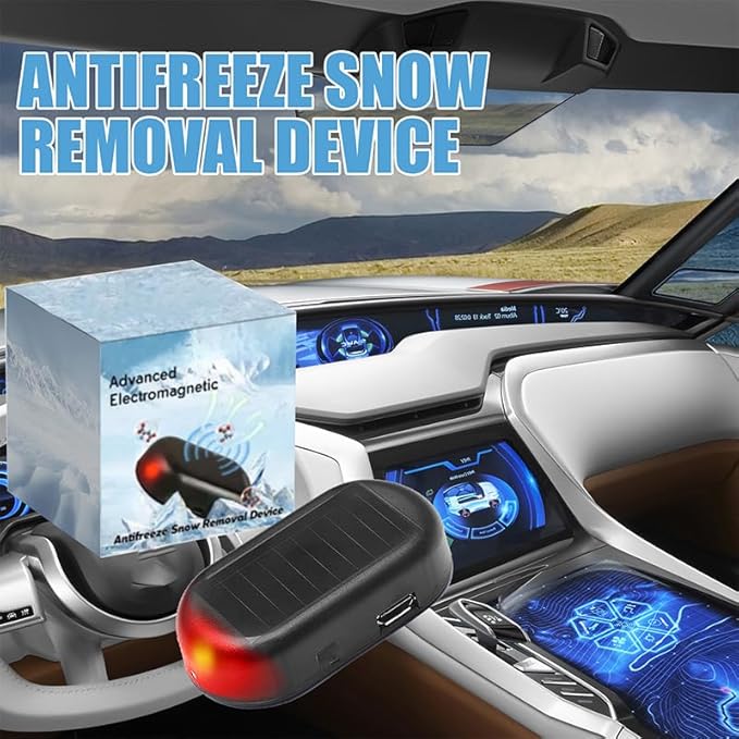 4 PCS Anti-Freeze Electromagnetic Car Snow Removal Device| 2-in-1 Car Defroster and Dummy Anti-Theft Alarm with Flashing LED| USB Rechargeable |Complete Winter Safety & Security Set for All Vehicles