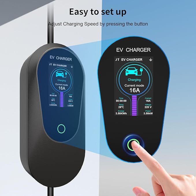 16A Portable Charger with NACS Connector, 25ft Cable, with 240V NEMA 6-20 Plug, 120V NEMA 5-15 Adapter, NACS Connector,Home Charging Stations for ModelY/3/S/X,Level 1/2 EV Chargers.